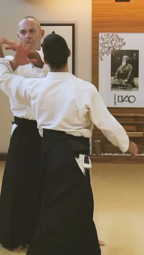 Mike Flynn Sensei showing Tantō-dori Yokomen-uchi Gokyō (短刀取り 横面打ち 五
