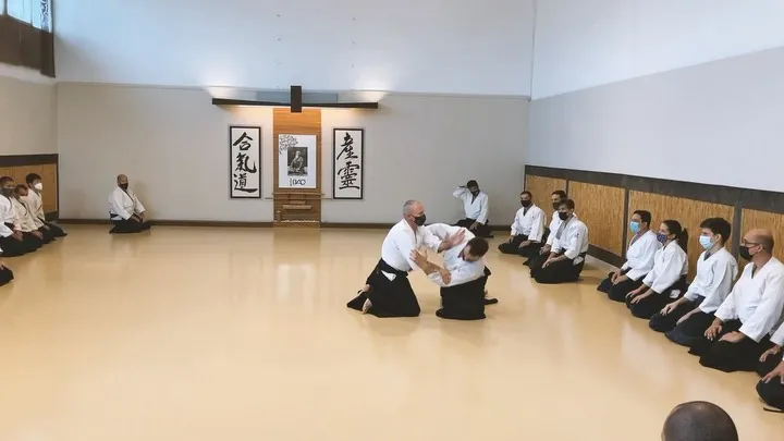 Mike Flynn Shihan showing Suwari-waza Shōmen-uchi Kokyū-nage.